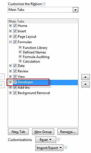 Developer Checkbox